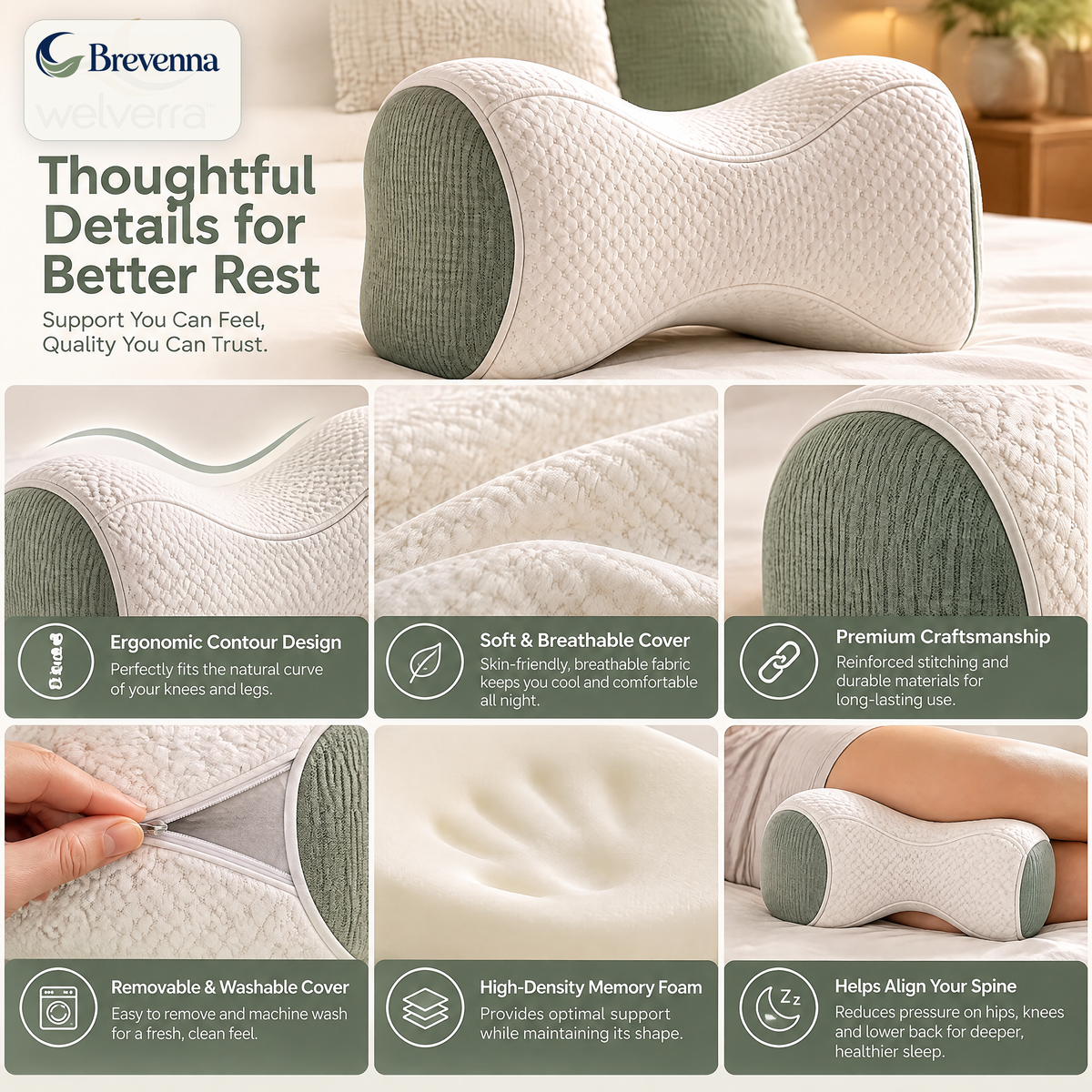 Brevenna™ Knee Separation Sleep Pillow view 5